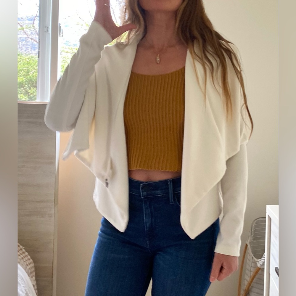 bobiBLACK Open Draped Lightweight Sweater Jacket in Cream / Off white✨